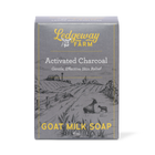 Ledgeway Farm activated charcoal goat milk soap packaging on a white background