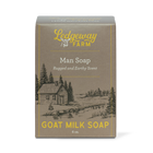 Ledgeway Farm man soap packaging with a cabin and nature illustration on a white background