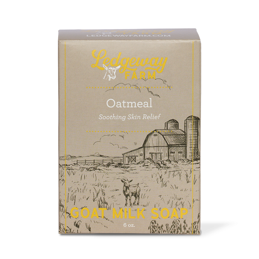 Box of Lush Oatmeal Goat Milk Soap on a white background