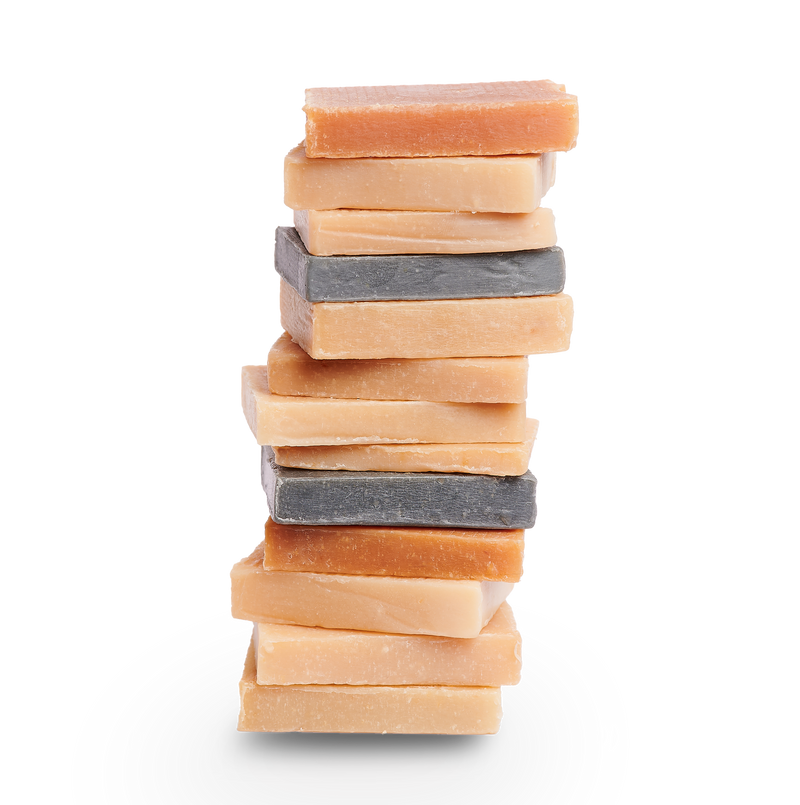 Soap ends stacked on top of each other