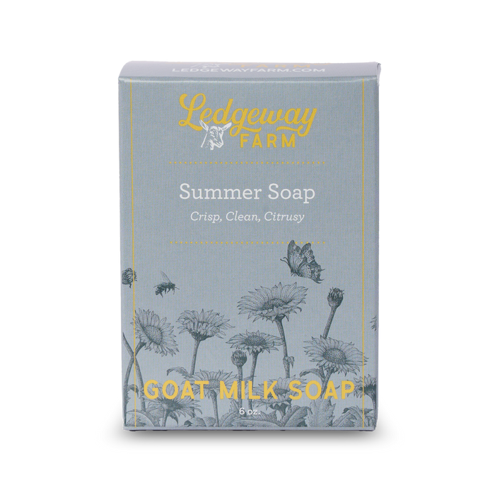 Ledgeway Farm Summer Soap packaging with floral design on a white background
