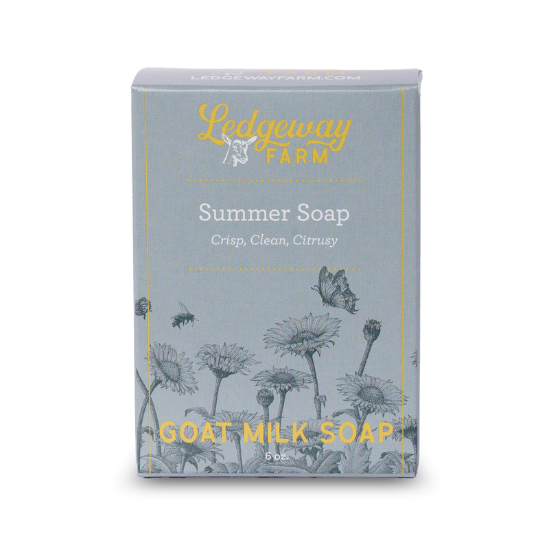 Ledgeway Farm Summer Soap packaging with floral design on a white background