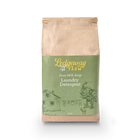 Bag of Ledgeway Farm laundry detergent with green label and brown bag on a white background