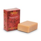 Ledgeway Farm peppermint goat milk soap with packaging on a white background.