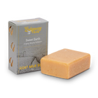 Bar of goat milk soap with packaging labeled 'Sweet Earth' from Ledgeway Farm on a white background.
