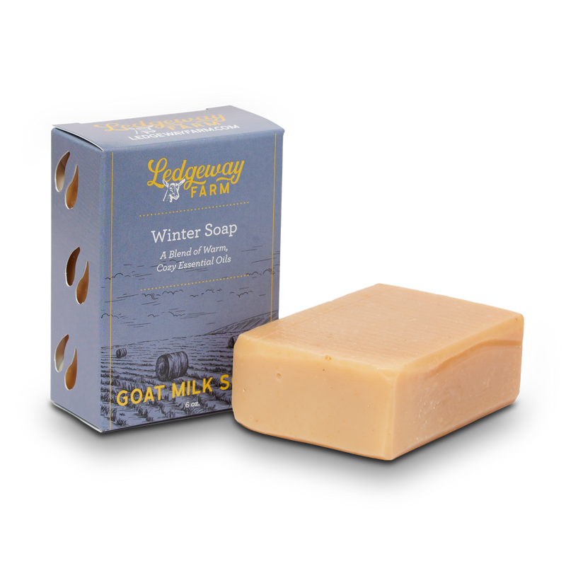 Ledgeway Farm Winter Soap with packaging on a white background