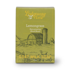 Ladgeway Farm Lemongrass goat milk soap packaging on a white background